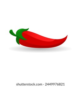 red chili.  cayenne paprika. Pepper icon with shadow isolated on white background. Illustration of vegetable. Hot spicy chili. 