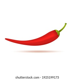 Red chili or cayenne pepper on white background, spice collection. Vector realistic illustration