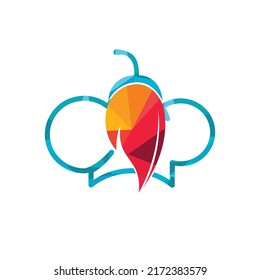 Plantilla de diseño del logo vectorial del chef de chile rojo.	