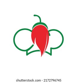 Red chili chef vector logo design template.	