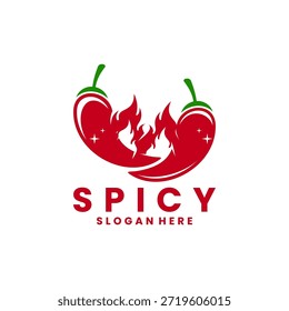 Combinación de chile rojo con Plantilla de Vector de diseño de logotipo de fuego, Vector de diseño de icono picante de chile
