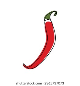 red chili with continuous single line drawing style. graphic vector.