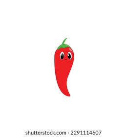 Red chili cute sad vector illustration isolated in white background 