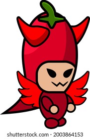 red chili devil mascot costume character cartoon vector