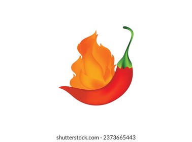 Rote Chilis mit Feuer, einzeln auf transparentem Hintergrund, ausgeschnitten.
