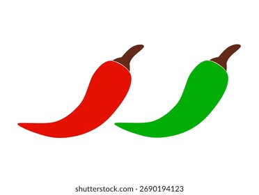 Vector de chile rojo y chile verde sobre fondo blanco