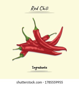 Red Chili Hot Flavor, Used For Cooking Some Food, Sketch & Vector Style