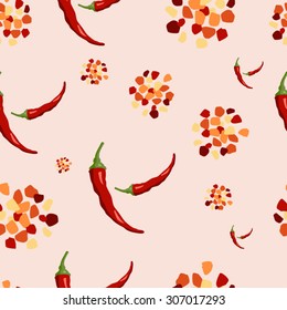 Red chili hot pepper seamless texture vector illustration