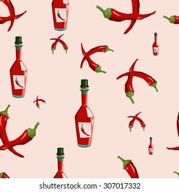 Red chili hot pepper seamless texture vector illustration