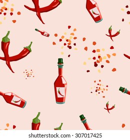 Red Chili Hot Pepper Seamless Texture Vector Illustration