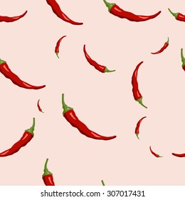 Red chili hot pepper seamless texture vector illustration