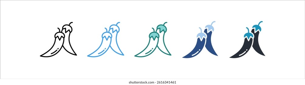 Red Chili Icon In Different Style Vector