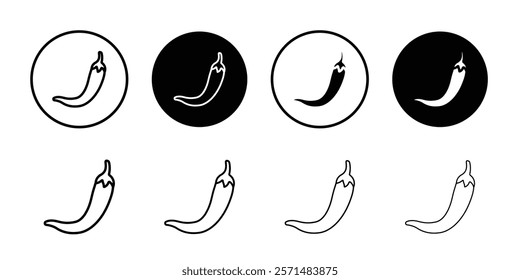 red chili icon Simple outline illustration set
