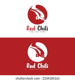 Red Chili Logo, Hot Chili Peppers Vector, Chili Garden House Illustration, Company Product Brand Illustration