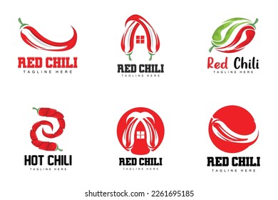 Red Chili Logo, Hot Chili Peppers Vector, Chili Garden House Illustration, Company Product Brand Illustration