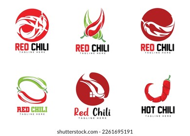 Logo de Red Chili, Vector de Peppers Hot Chili, Ilustración de Chili Garden House, Ilustración de la marca de productos de la compañía