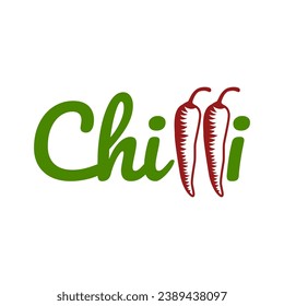 red chili logo vector, cafe and restaurant logo in white background