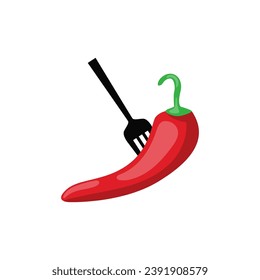 red chili logo vector, cafe and restaurant logo in white background