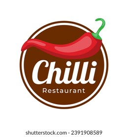 red chili logo vector, cafe and restaurant logo in white background