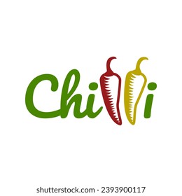 red chili logo vector, cafe and restaurant logo in white background