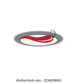 red chili logo vector illustration plate design