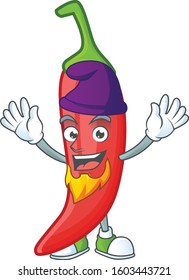 Red chili mascot cartoon style as an Elf