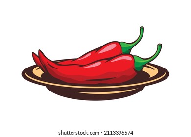 Red chili on a plate image vector