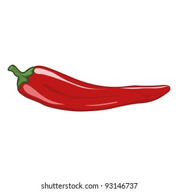 Red chili on white background. Vector file.