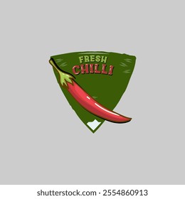 Red chili pepper badge logo vector graphic illustration on background