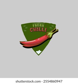 Red chili pepper badge logo vector graphic illustration on background