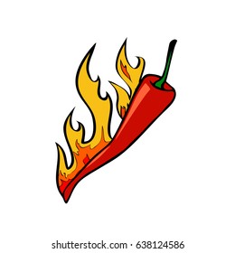 red chili pepper in fire