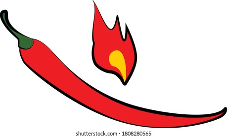 Red chili pepper with flame vector