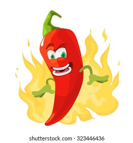 Red chili pepper funny cartoon character