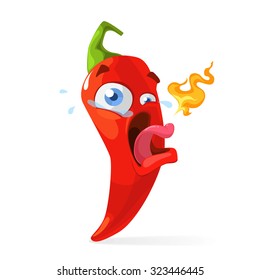 Red chili pepper funny cartoon character