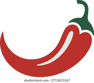 Red chili pepper with green stem isolated on white background