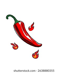 Red chili pepper hand drawn illustration. Vibrant red chili pepper illustration. Hand drawn red chili pepper. Red chili pepper doodle