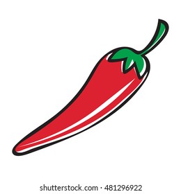 Red chili pepper, hand drawn style