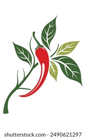Red Chili Pepper: Red Hot Pepper Icon with Vibrant and Artistic Textures, Isolated on White