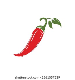 Red Chili Pepper. Hot Pepper. Spicy Food. Vector Hand drawn illustration.