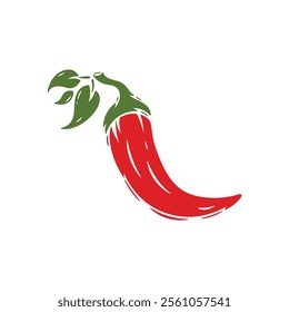 Red Chili Pepper. Hot Pepper. Spicy Food. Vector Hand drawn illustration.