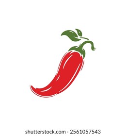 Red Chili Pepper. Hot Pepper. Spicy Food. Vector Hand drawn illustration.