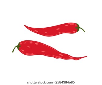 Red chili pepper, hot spicy vegetable simple hand drawn vector illustration, organic food concept, culinary plant for seasoning food, healthy life style organic diet, flat image for menu, recipe