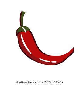 pimenta vermelha vegetal quente com forma curva e superfície brilhante, pimenta picante ingrediente para cozinhar, molhos e cozinha, vagem de pimenta fresca, desenho animado vetor ilustração