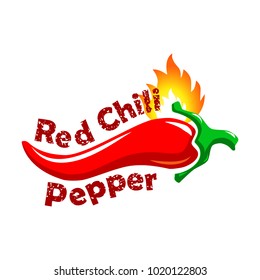 Red Chili Pepper icon. Extra spicy pepper vector icon illustration isolated on white background. Red Chili Pepper with flame. Stock vector. Flat design.