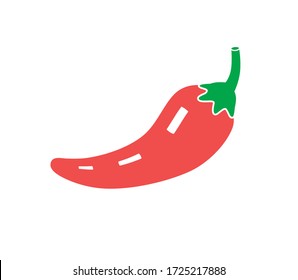 Red chili pepper icon isolated cartoon vector, spicy food sign.