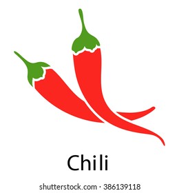 Red chili pepper icon on white background. Vector illustration.