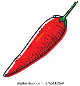 Red chili pepper isolated on white background. Vector illustration of vegetable.