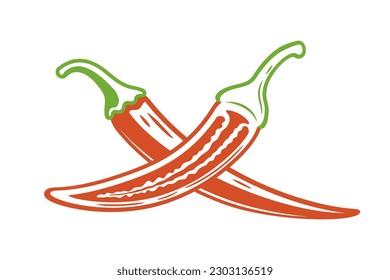 Red chili pepper isolated on white background. Vector illustration
