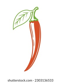 La pimienta roja aislada en un fondo blanco. Ilustración del vector