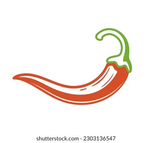 Red chili pepper isolated on white background. Vector illustration
